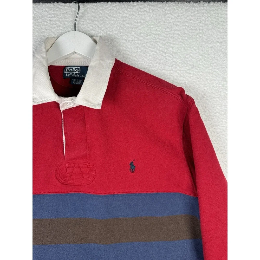 Vintage RALPH LAUREN Rugby Polo Striped - Men's Large - Red Blue